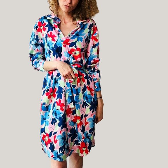 Boutique Moschino Floral Button-Up Shirt Dress Size 42 IT $455 MSRP - Picture 9 of 10